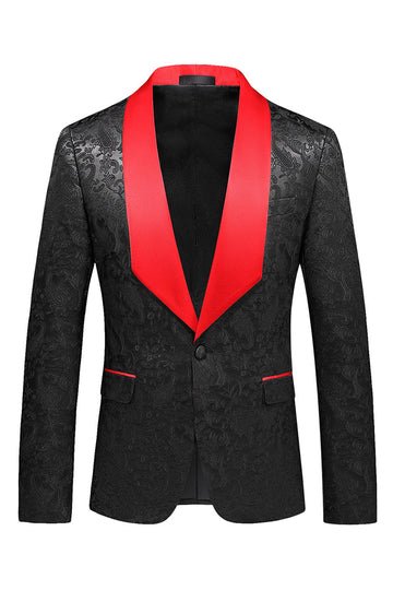 Black Printed Shawl Lapel One Button 2-Piece Men's Prom Suits